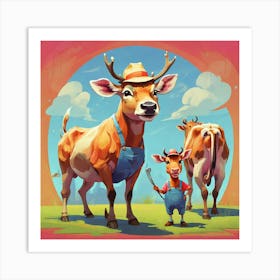 Cows On The Farm Art Print