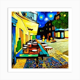 Starry Night Cafe Art Print