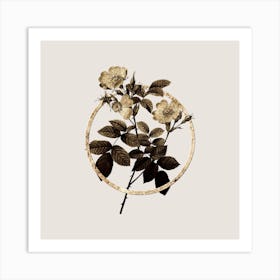 Gold Ring Short Styled Field Rose Glitter Botanical Illustration n.0241 Art Print