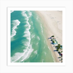 Aerial Beach View Watercolour Art Print 5 Art Print