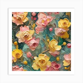 Pink and yellow and green Art Print