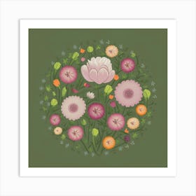 Flowers In A Circle 2 Art Print