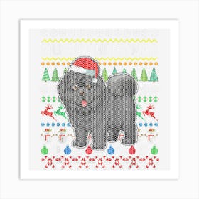 Beautiful Chow Chow Santa Hat Merry Christmas Ugly Sweater Art Print