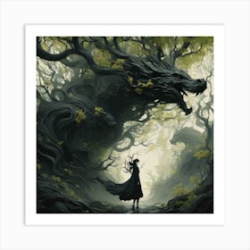 Woman In A Forest Art Print