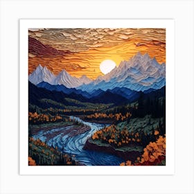 Sunset In The Mountains Art Print