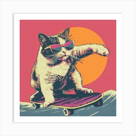 Skateboard Cat 3 Art Print