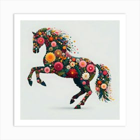 Floral Horse Canvas Print Art Print