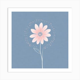 A White And Pink Flower In Minimalist Style Square Composition 279 Art Print