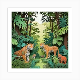 Tiger Family In The Jungle Art Print