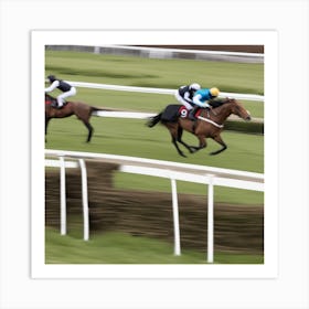 Jockeys Racing Horses Art Print