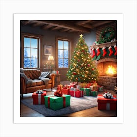 Christmas Tree In The Living Room 103 Art Print