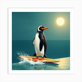 Penguin Surfing 1 Art Print