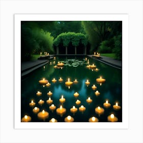 Candlelit pond  Art Print