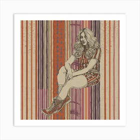 Girl Sitting On A Bench Art Print