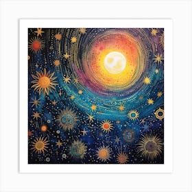 Moon And Stars 1 Art Print