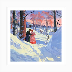 Couple In The Snow Art Print