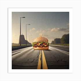 Burger On The Road Art Print