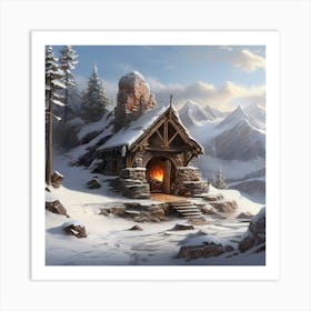 Winter Cabin Art Print