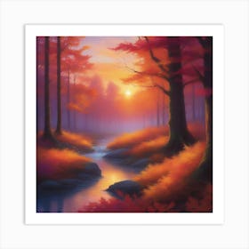 Sunset In The Forest 2 Art Print