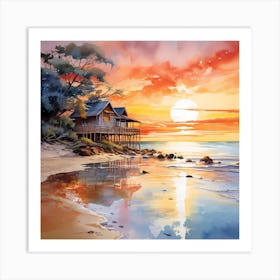 Crimson Horizons: Caribbean Retreat Art Print