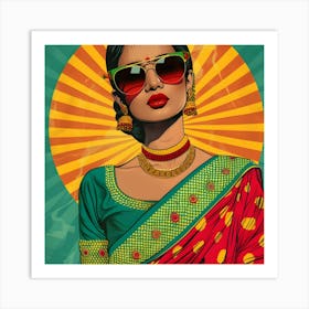 Indian Woman In Sunglasses Art Print