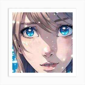 Anime Girl With Blue Eyes Art Print