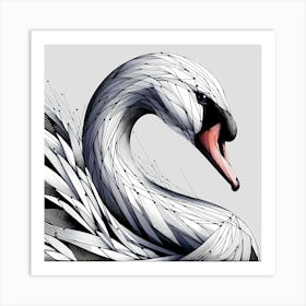 Swan Head Line Drawing - Wild Bird Artwork 167 Art Print