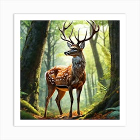 Deer In The Forest 172 Art Print