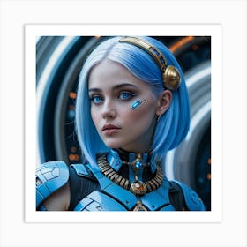 Blue Haired Girl 10 Art Print