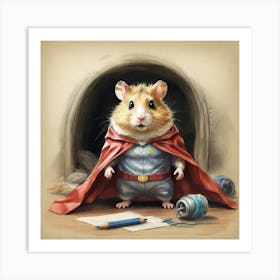 Hamster In Cape Art Print