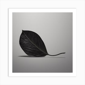 A Minimal Plant Leaf Black 1 Art Print