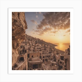 Sunset In A Village Art Print