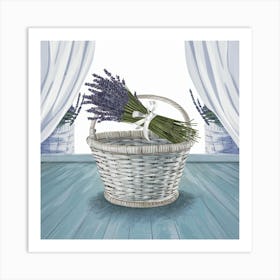 Lavender Bouquet In A Basket Art Print