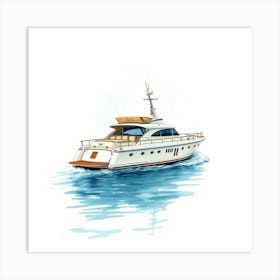 Yacht Illustration fluid colour Art Print