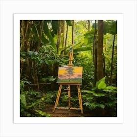 Easel In The Jungle Art Print