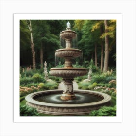 Fountain In The Garden 1 Art Print