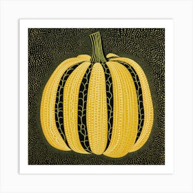 Yayoi Kusama Inspired Pumpkin Black And Yellow 7 Art Print