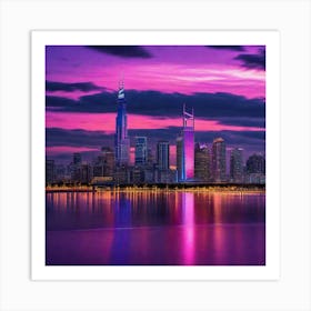 Dubai Skyline At Dusk 5 Art Print