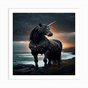 Black Unicorn Art Print