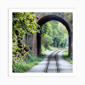 Train Tracks Through An Archway Art Print