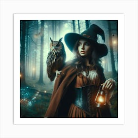 A sorceress in the woods  Art Print