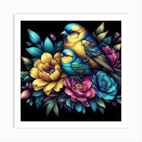 Birds And Flowers Art Print