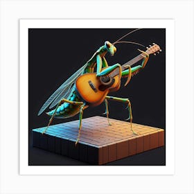 Mantis Bug Playing Guitar 1 Art Print