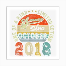 Awesome Since October 2018 4 Years Old 4th Birthday Retro Art Print