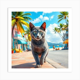 Cat Walk by The Beach Art Print