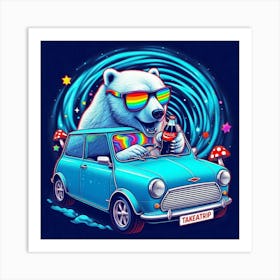 Polar Bear In A Car 1 Art Print