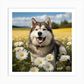 Husky Dog In A Field Art Print