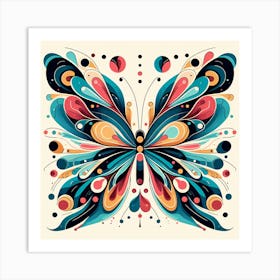 Colourful Block Print Butterfly Abstract I Art Print