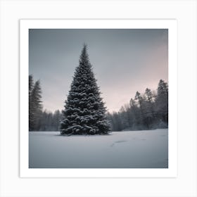 Christmas Tree In The Snow 1 Art Print