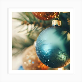 Christmas Ornaments On A Christmas Tree 2 Art Print